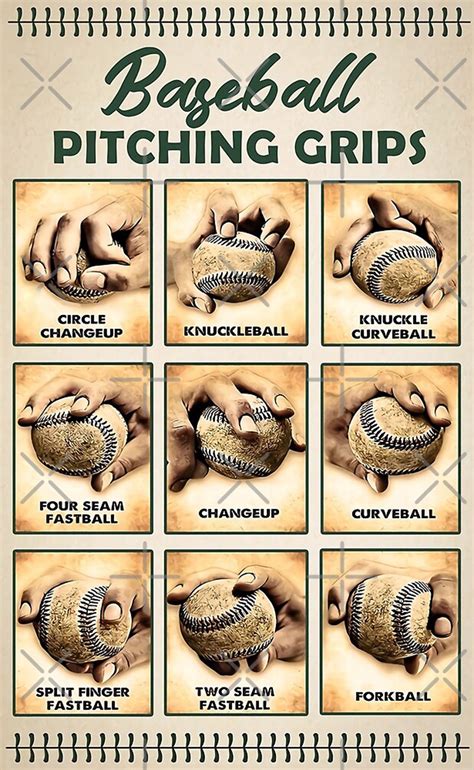 Baseball Pitching Grips Poster Vintage Poster - Etsy