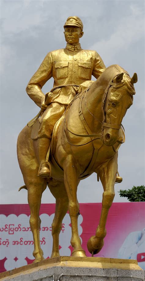 Equestrian statue of Aung San in Monywa Myanmar