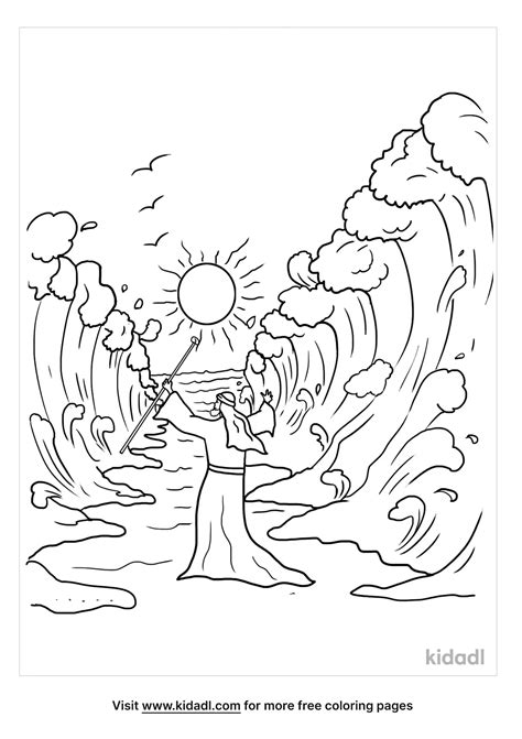 Free Moses Parting The Red Sea Coloring Page Coloring Page Printables ...