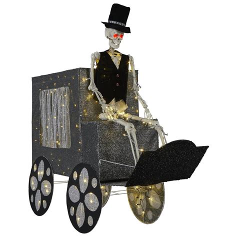 Home Accents Holiday 200-Light 74 in. LED Haunted Carriage and Skeleton ...