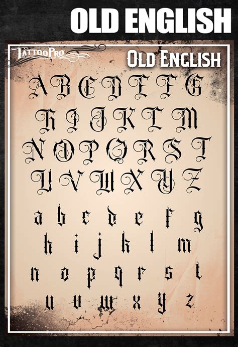 Tattoo Pro Stencil Font - Old English (ATPSF205) - Hokey Pokey Shop | Professional Face and Body ...