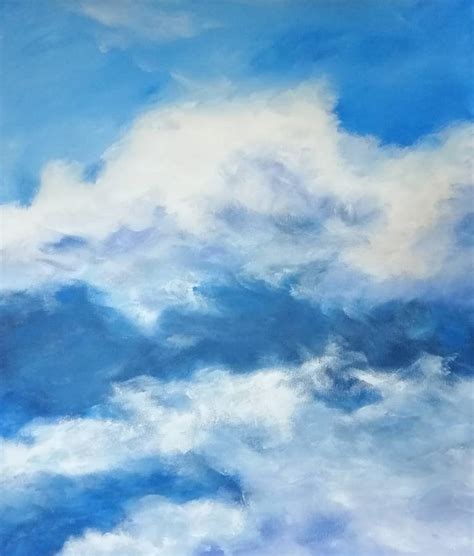 Blue Sky With Clouds Painting by Roberto Bray-Descalzo | Saatchi Art