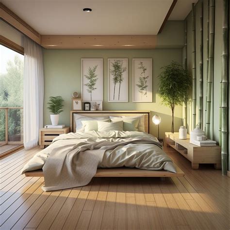 Zen Harmony: Green Bedrooms with Bamboo Influence and Solarizing Master ...