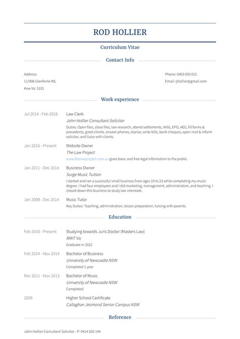 Law Clerk Resume Samples and Templates | VisualCV