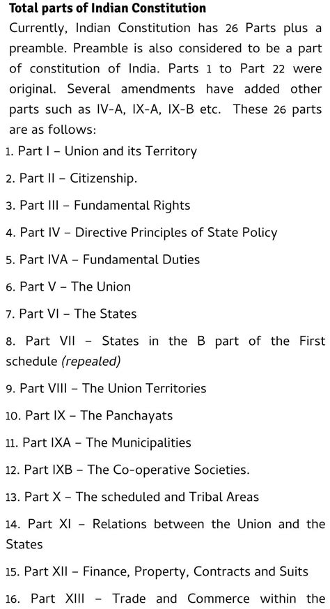 Important parts and schedules of indian constitution - Brainly.in