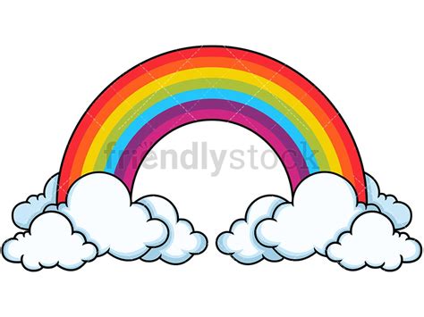 Tall Rainbow In The Clouds Cartoon Vector Clipart - FriendlyStock