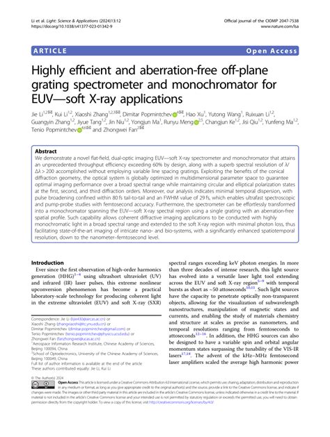 (PDF) Highly efficient and aberration-free off-plane grating spectrometer and monochromator for ...