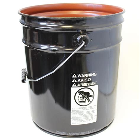 5 gallon steel pail red phenolic lined black 26 gauge | Pail, Collapsible bucket, Steel