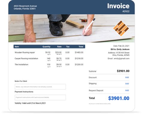 Flooring Installation Invoice Template