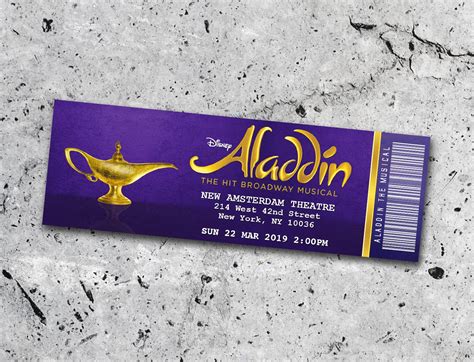 Collectible Theater Tickets personalized Digital Printable - Etsy | Aladdin, Broadway tickets ...