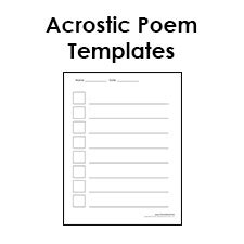 Printable Acrostic Poem Templates for Kids, PDF Format