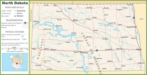 North Dakota (ND) Road and Highway Map