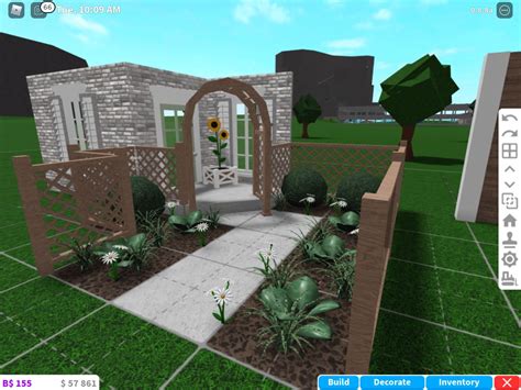 Front Porch Idea | Bloxburg | Front yard, Front yard garden, Front garden