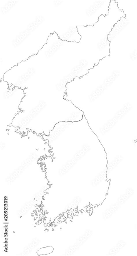 Map black outline North and South Korea. Map of the Korean peninsula ...