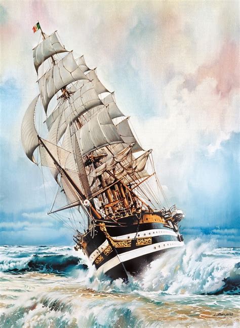 Amerigo Vespucci 1000 Piece Puzzle Yacht, Black Pearl Ship, Old Sailing Ships, Maritime Art, Sea ...