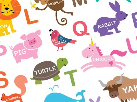 Cute Animal Alphabet Poster Print, Baby Kids Room Wall Art, Children's Nursery, Toddler Playroom ...