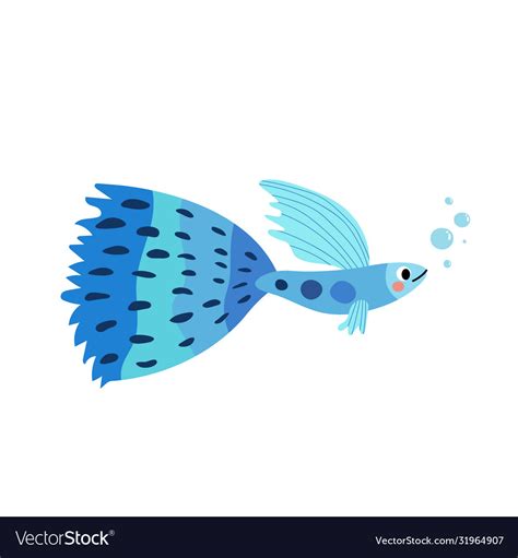 Blue guppy fish animal cartoon character Vector Image