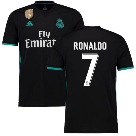 Ronaldo Real Madrid adidas 2017/18 Away Replica Patch Jersey - Black ...