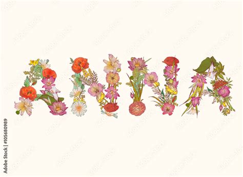 ANNA. Name written of flowers Stock Vector | Adobe Stock