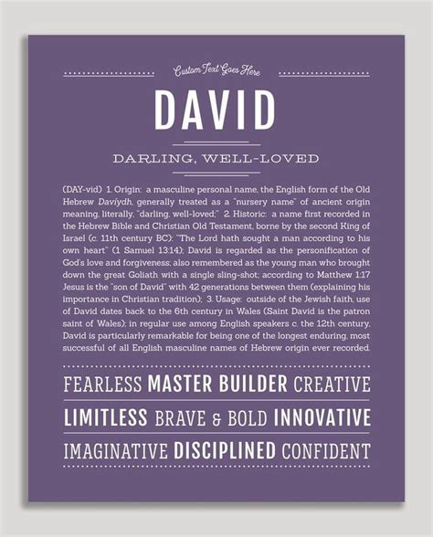 David | Name Art Print | Classic names, Personalized art print, Names ...