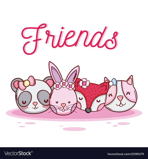 Cute animal friends cartoon Royalty Free Vector Image