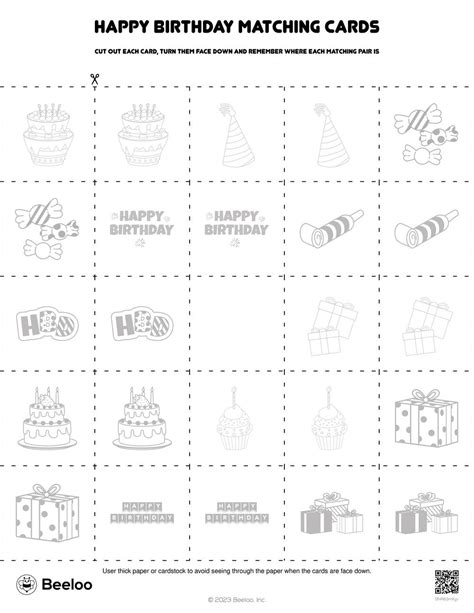 Happy Birthday Matching Cards • Beeloo Printable Crafts and Activities ...