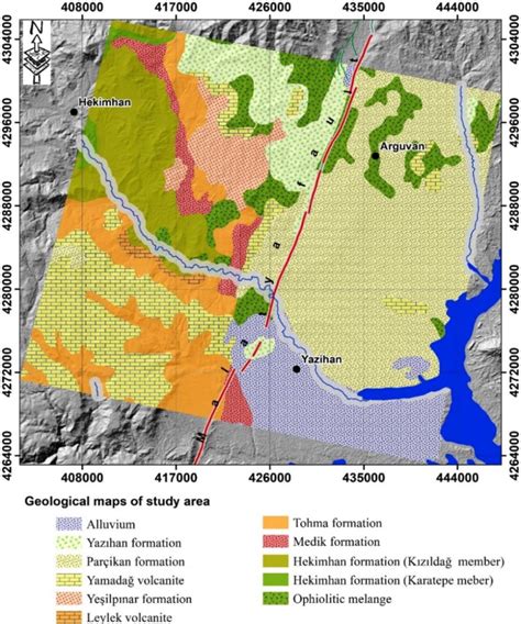 lithology map of the study area (Akbaş et al., 2002; Sevimli, 2009 ...