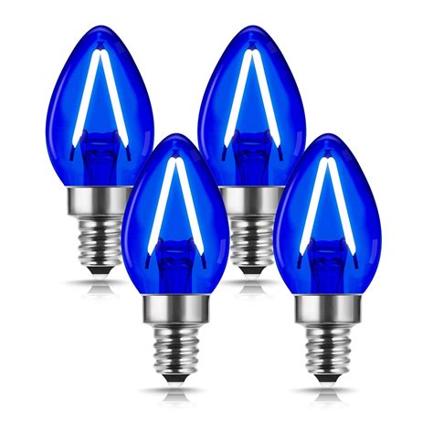 C7 LED Light Bulb, Blue Mini Candelabra LED Bulb, 2 Watts (20W Equivalent), E12 Base, 200LM, for ...