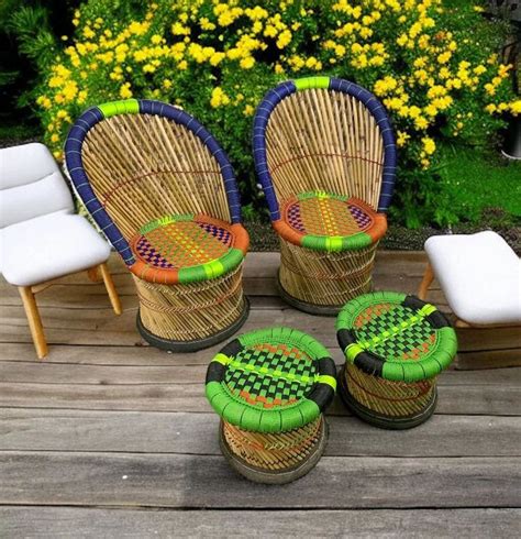 Handmade Bamboo Outdoor /Garden Chairs And Stools Furniture Set at Rs 2350/set | New Delhi | ID ...