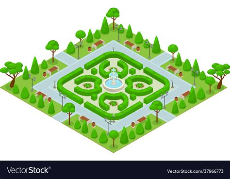 Isometric colored landscape design park concept Vector Image