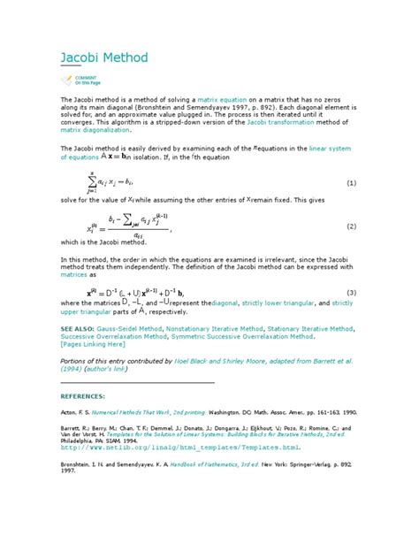 Jacobi Method | System Of Linear Equations | Matrix (Mathematics)