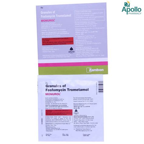 Monurol Sachet 3 gm Price, Uses, Side Effects, Composition - Apollo Pharmacy