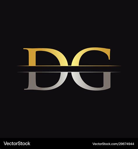 Initial dg letter logo design with gold Royalty Free Vector