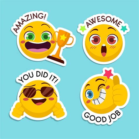 Free Vector Cartoon Good Job And Great Job Sticker Collection 4392 ...