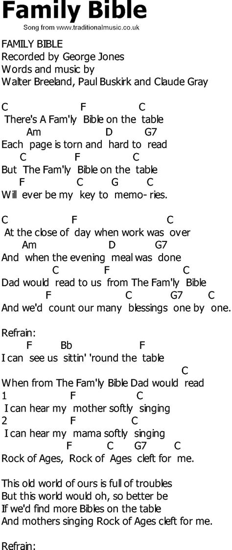 Old Country song lyrics with chords - Family Bible | Old country songs ...