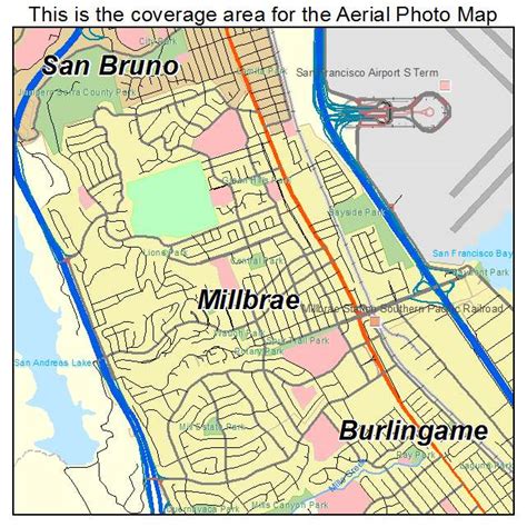 Aerial Photography Map of Millbrae, CA California