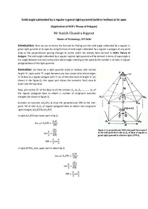 (PDF) Solid angle subtended by a regular n-gonal right pyramid (solid/hollow) at its apex ...