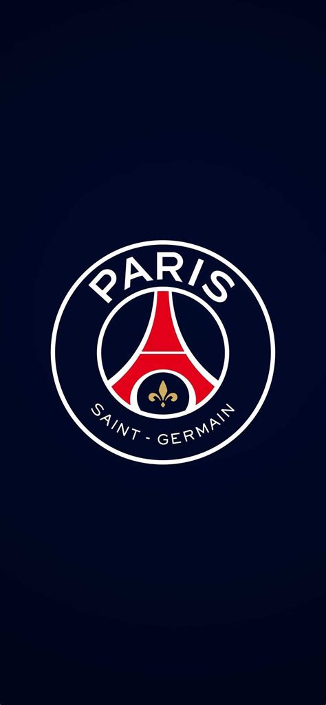 the paris saint - germain logo is shown on a dark blue background with red and white letters