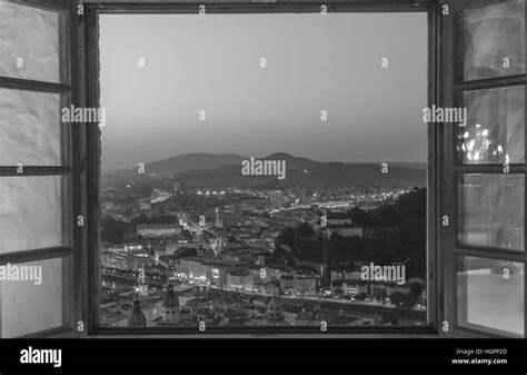 Night view of Salzburg from the castle Stock Photo - Alamy