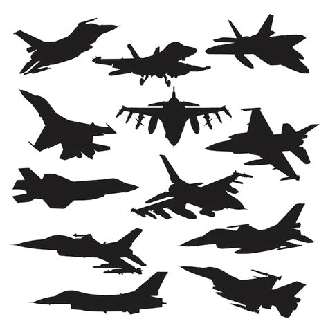 Premium Vector | Fighter jet silhouette set collection