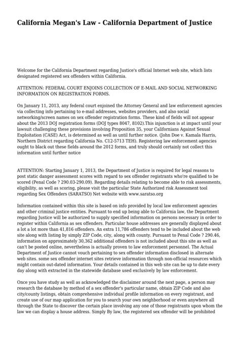 California Megan's Law - California Department Of Justice - Megan\'s Law Map Of Offenders ...