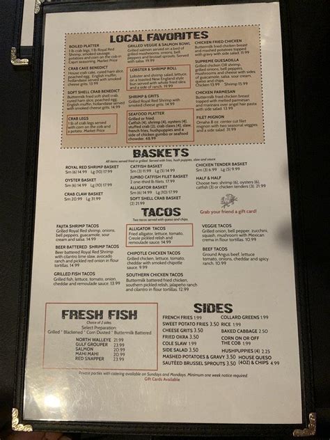 Menu at Austin Fish & Seafood pub & bar, Austin