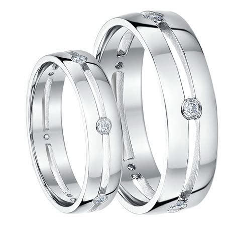 His & Hers 5&6mm 9ct White Gold Diamond Wedding Rings - White Gold at ...