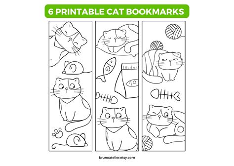 Printable Cat Bookmarks Cat Coloring Bookmarks Printable - Etsy