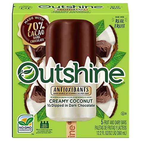 Outshine Fruit Bars Creamy Coconut Half Dipped In Dark Chocolate 5 Count - 12.2 Fl. Oz. - Tom Thumb