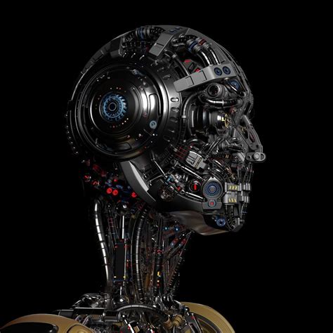sci-fi robot face under the mask | CGTrader