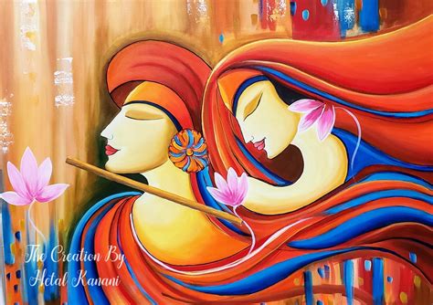 Radha krishna modern art contemporary art abstract acrylic painting ...