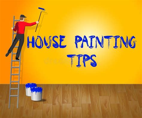 House Painting Tips Shows House Paint 3d Illustration Stock Illustration - Illustration of ...