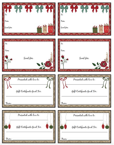 FREE Printable Christmas Gift Certificates: 7 Designs, Pick Your Favorites