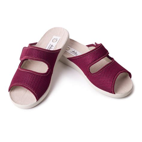 Women's orthopedic slippers Velcro Red - Woolville.com